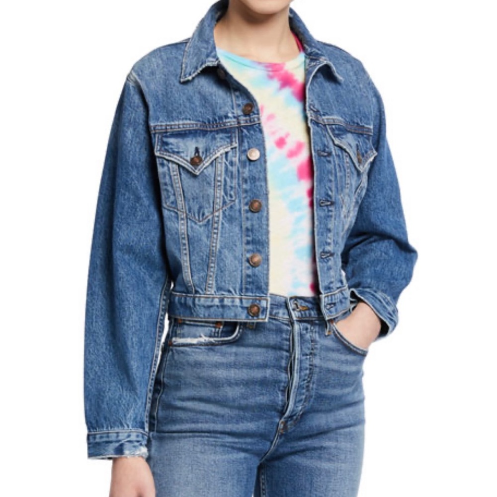 - - Gap Denim blue jacket cropped whitewash NEW without Tag size Small